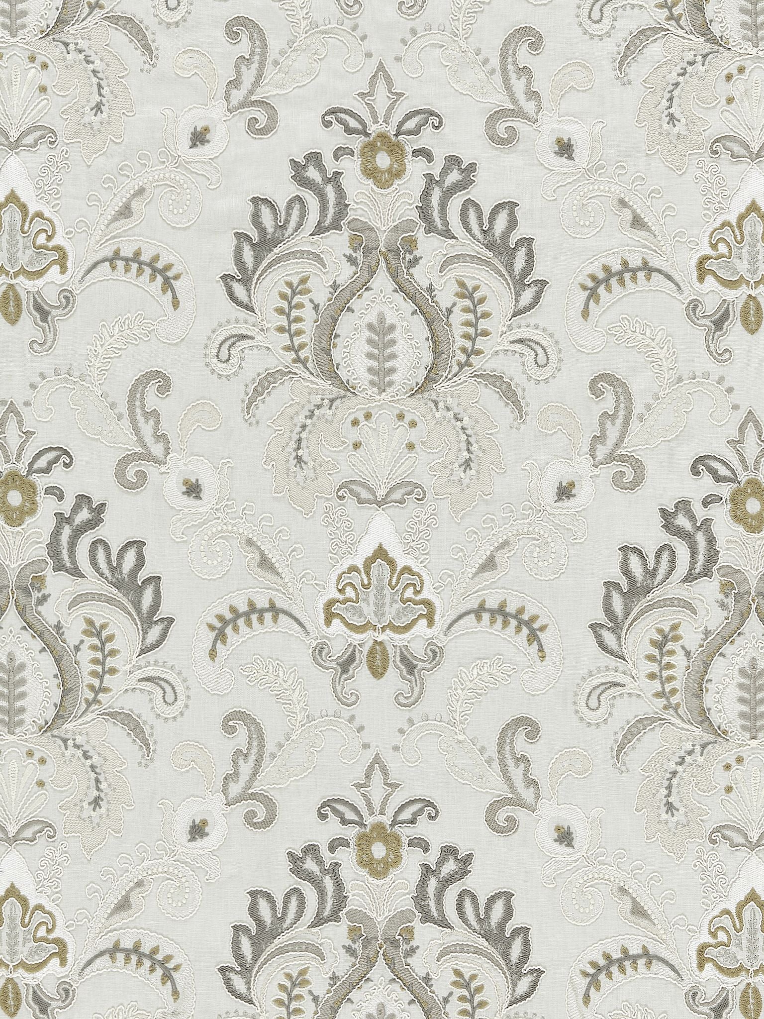 SCALAMANDRE  AVA DAMASK EMBROIDERY FABRIC MINERAL   - SC 000227164