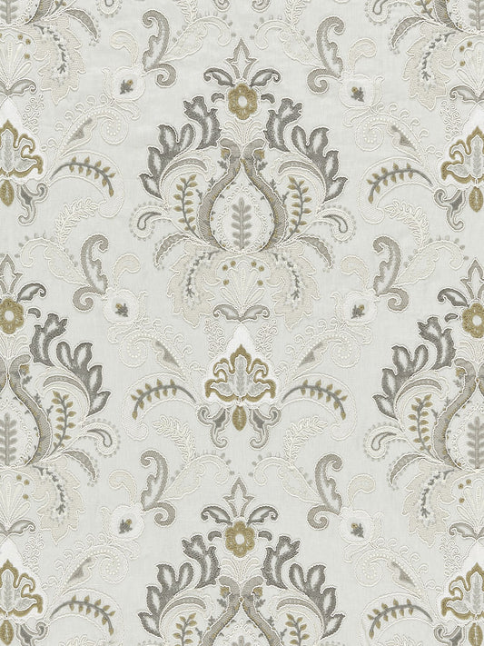 SCALAMANDRE  AVA DAMASK EMBROIDERY FABRIC MINERAL   - SC 000227164