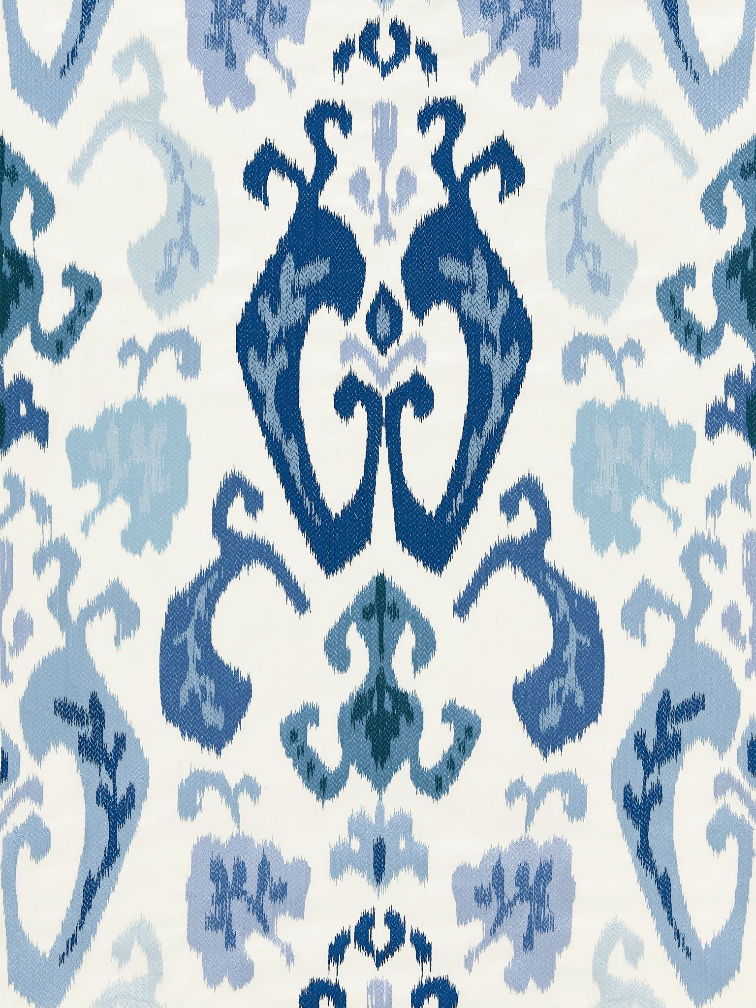 SCALAMANDRE  MANDALAY IKAT EMBROIDERY FABRIC PORCELAIN   - SC 000227172