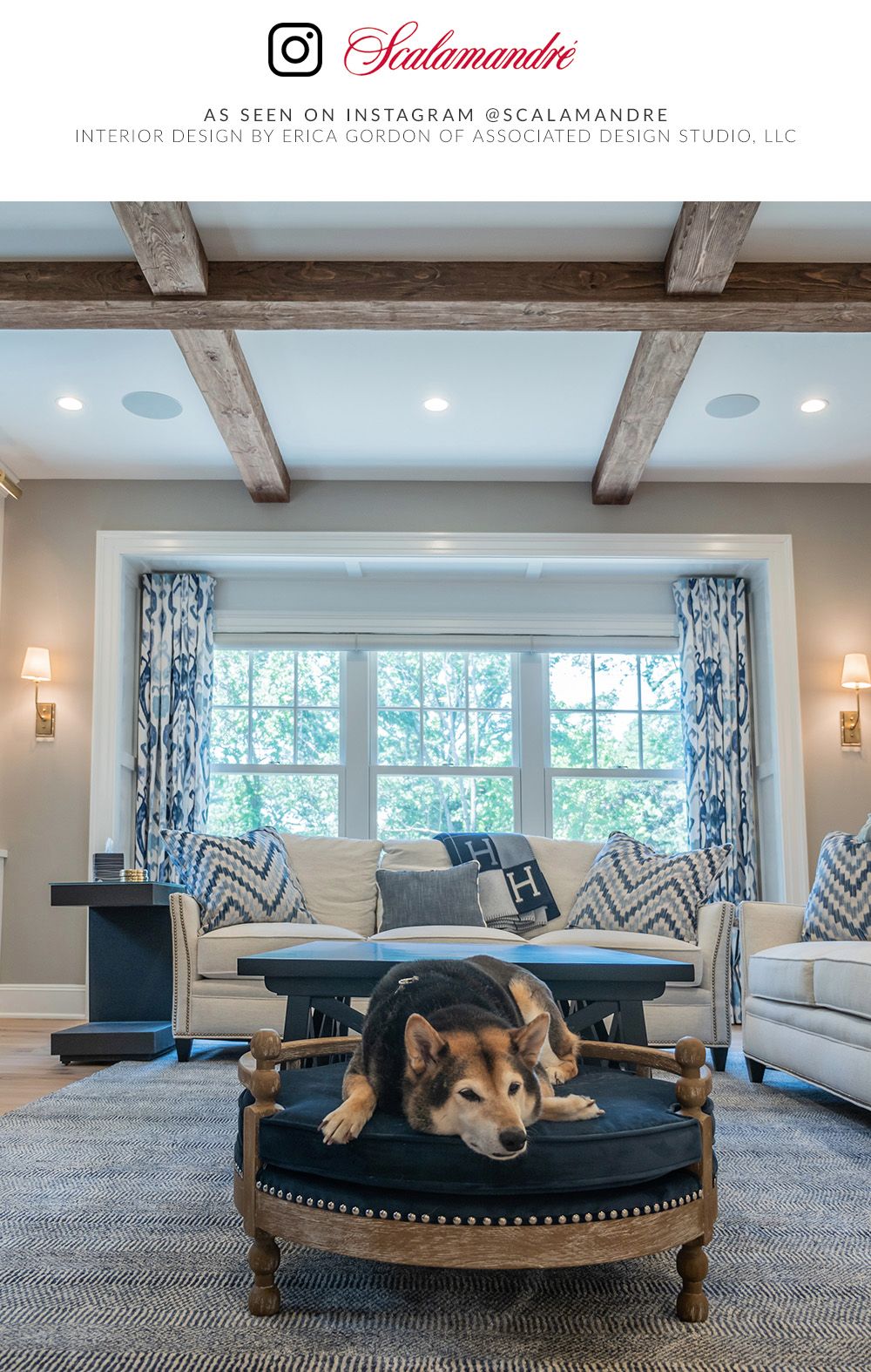 SCALAMANDRE  MANDALAY IKAT EMBROIDERY FABRIC PORCELAIN   - SC 000227172 NEW SKU # SC271720002