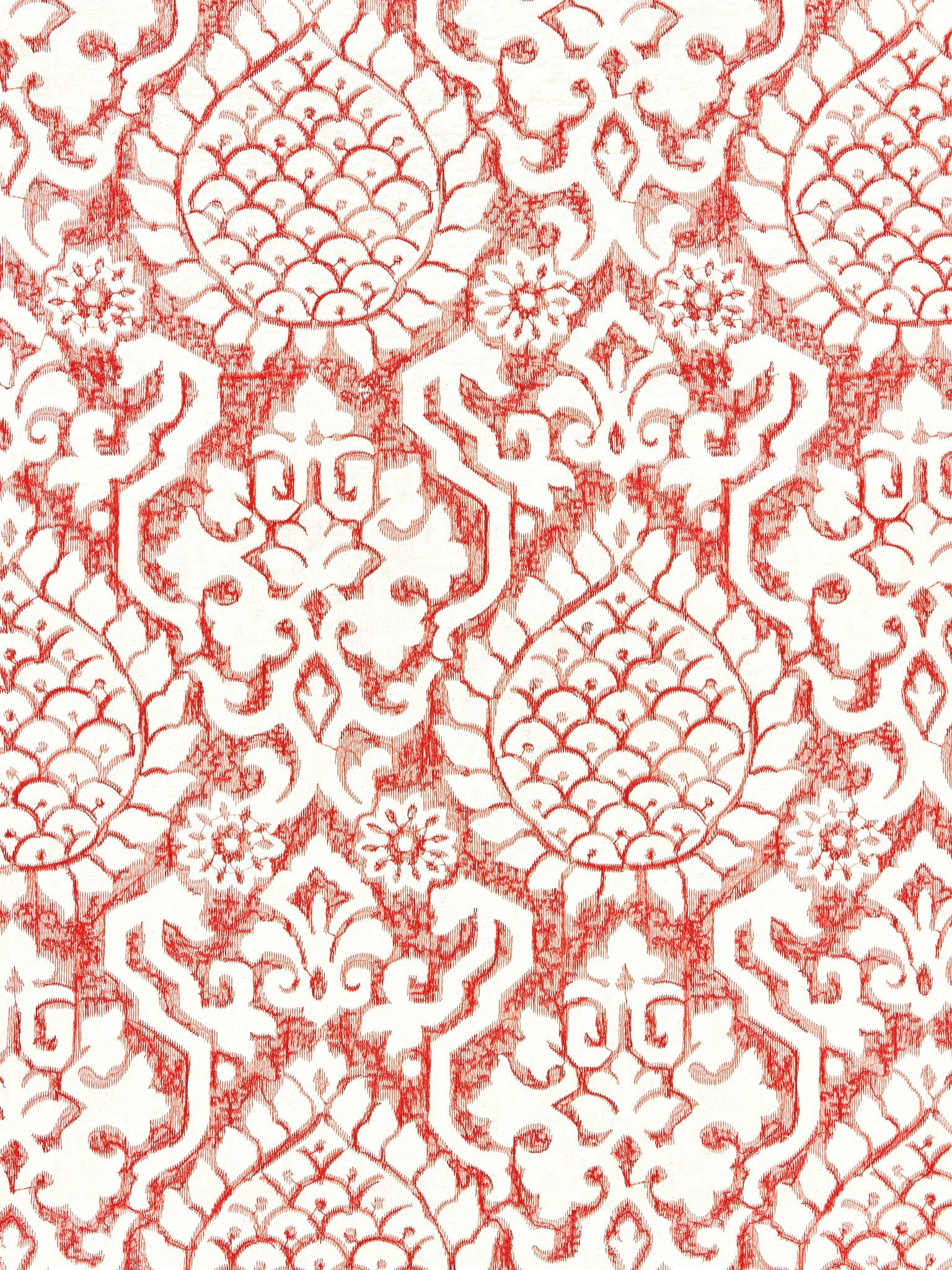 SCALAMANDRE  SURAT EMBROIDERY FABRIC CORAL   - SC 000227217