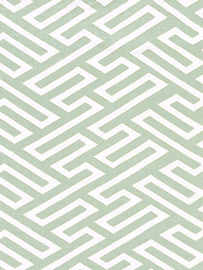 SCALAMANDRE  CANTON FRET APPLIQUE FABRIC EUCALYPTUS   - SC 000227218 NEW SKU # SC272180002