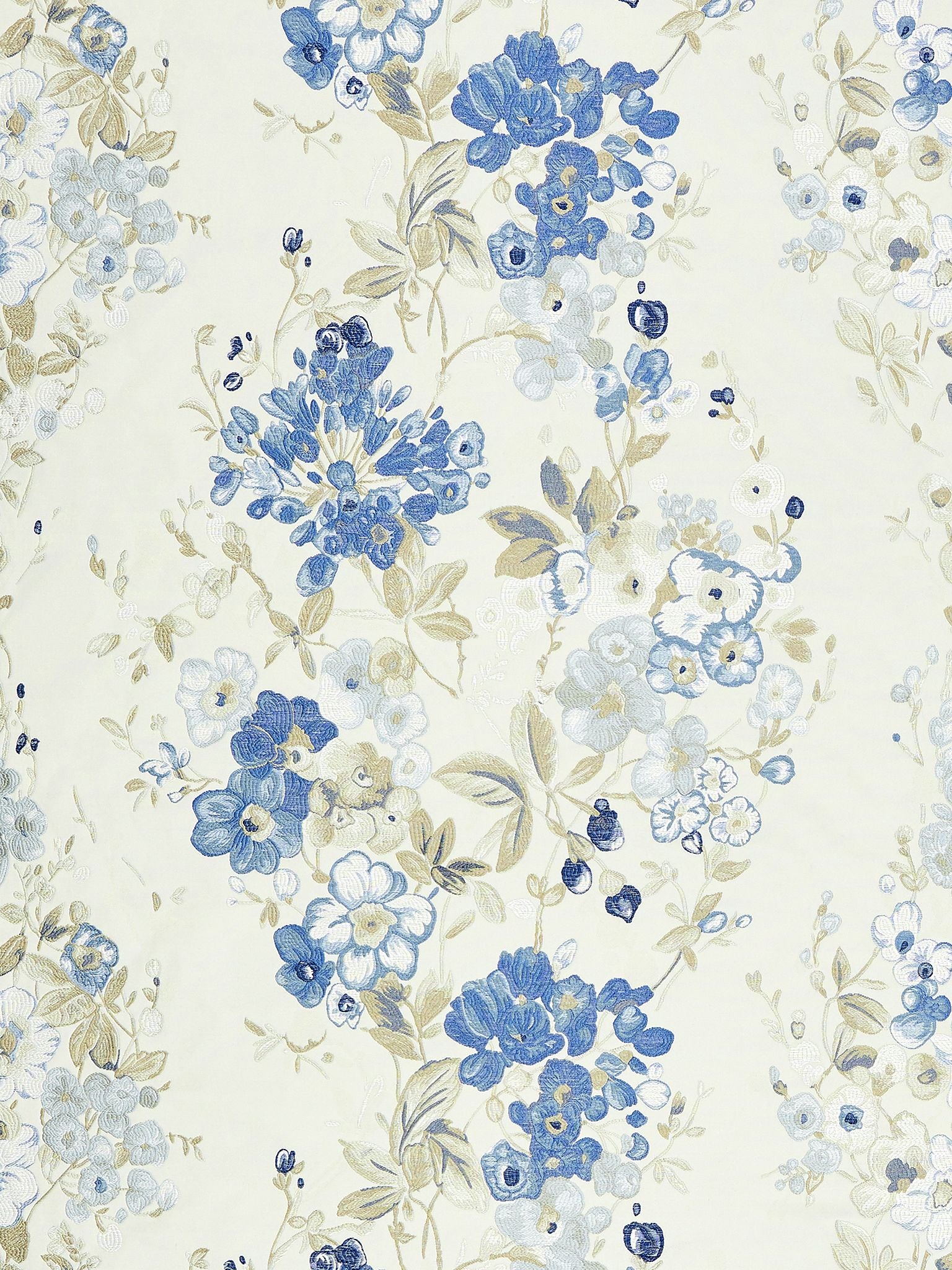 SCALAMANDRE  ANTONELLA LAMPAS FABRIC MORNING GLORY   - SC 000227224