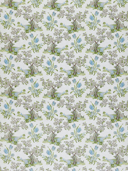 SCALAMANDRE  AVIGNON BROCADE FABRIC PORCELAIN ON WHITE   - SC 000227322 NEW SKU # SC273220002