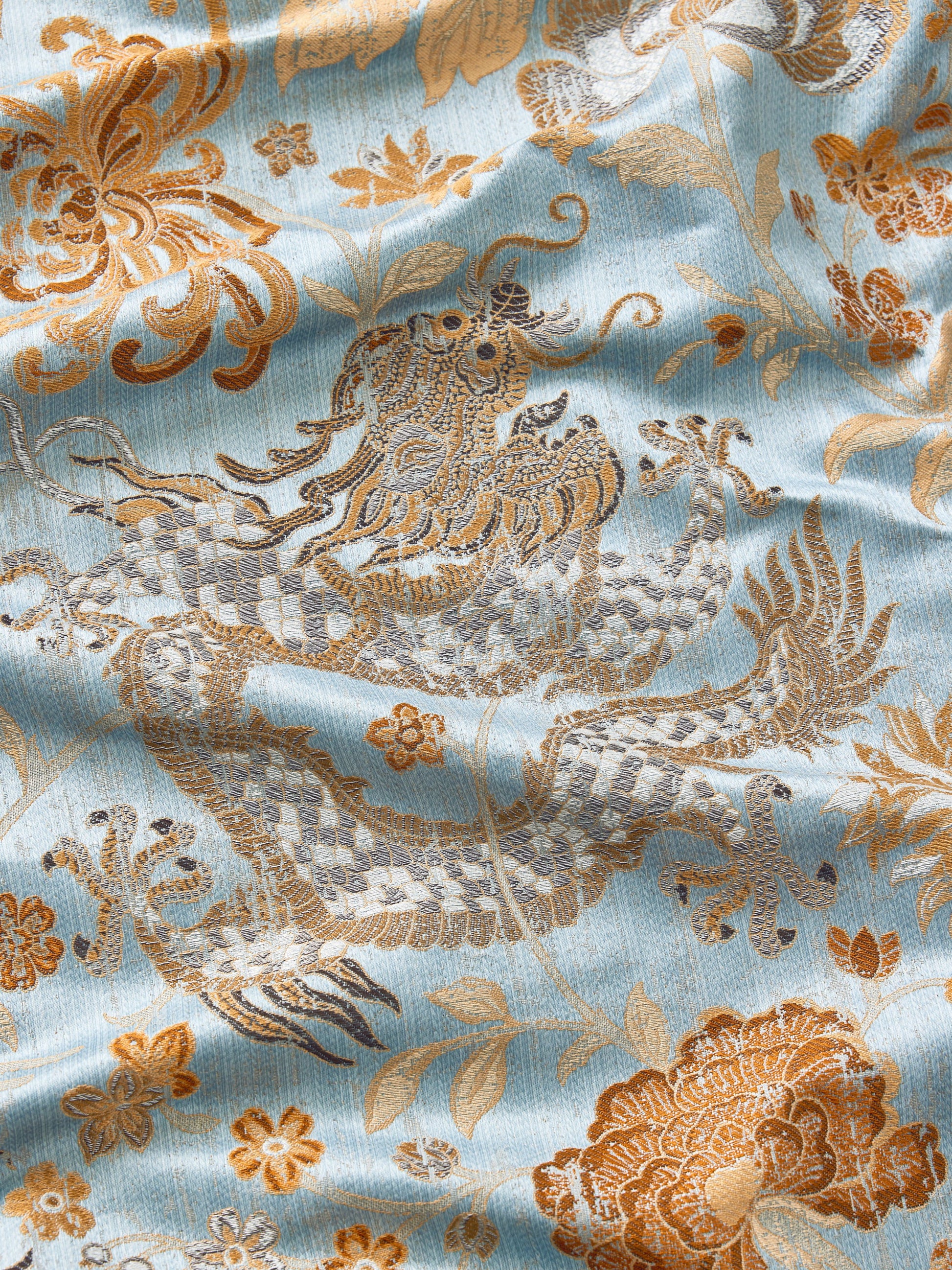 SCALAMANDRE  DRAGON TABLEAU FABRIC COPPER SKY   - SC 000227327