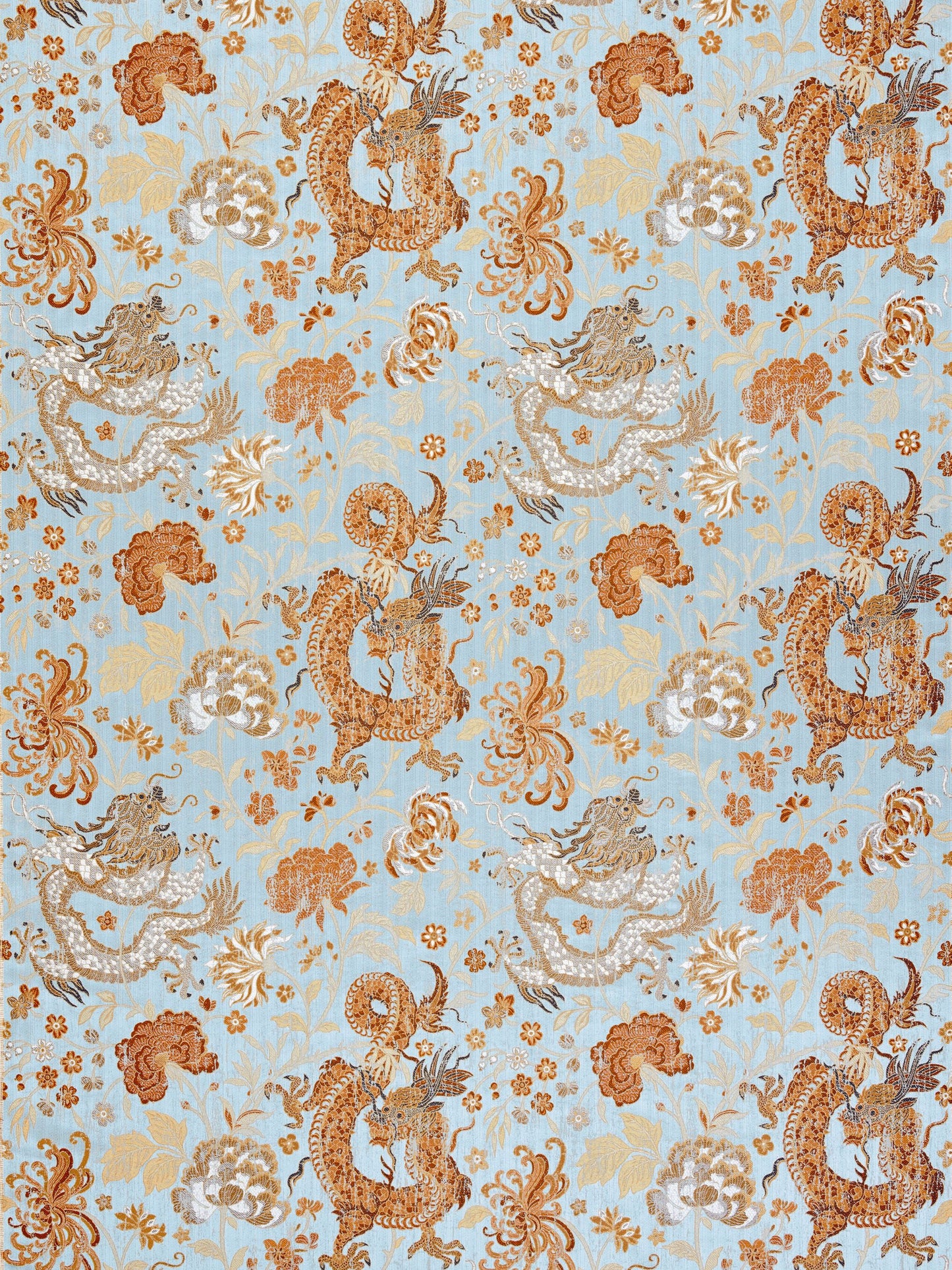 SCALAMANDRE  DRAGON TABLEAU FABRIC COPPER SKY   - SC 000227327 NEW SKU # SC273270002