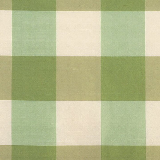 SCALAMANDRE  WOODLAND CHECK FABRIC GREEN & IVORY   - SC 000236291