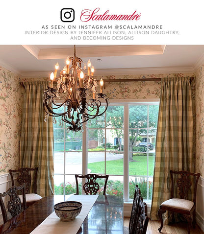 SCALAMANDRE  WOODLAND CHECK FABRIC GREEN & IVORY   - SC 000236291 NEW SKU # SC362910002