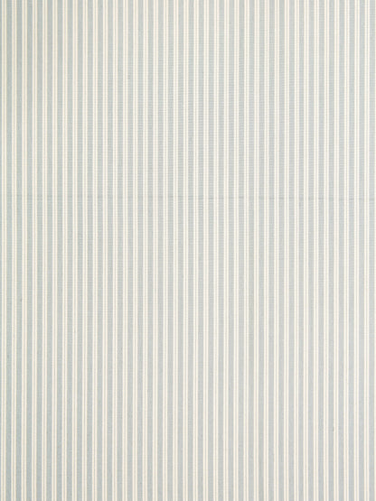 Blue and white vertical striped fabric with subtle linen texture.