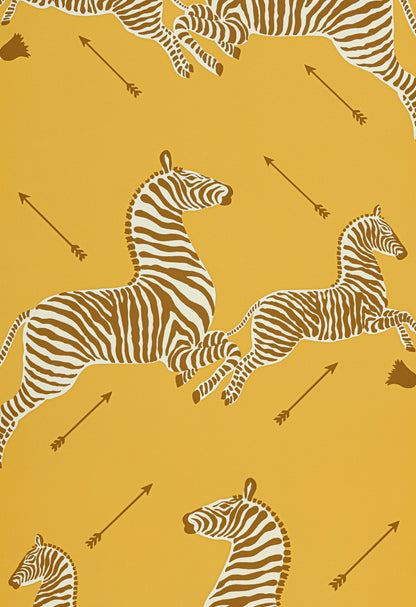 SCALAMANDRE  ZEBRAS - WALLPAPER BIRD , ANIMAL ZANZIBAR GOLD   - SC 0002WP81388M NEW SKU # SCWP81388M0002