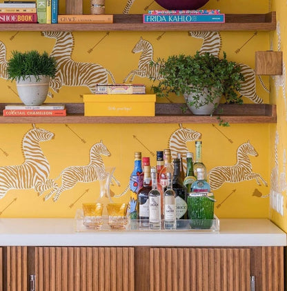 SCALAMANDRE  ZEBRAS - WALLPAPER BIRD , ANIMAL ZANZIBAR GOLD   - SC 0002WP81388M NEW SKU # SCWP81388M0002