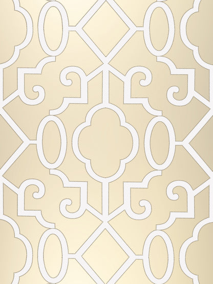SCALAMANDRE  MING FRETWORK WALLPAPER CHINOISERIE 
FRETWORK , LATTICE CHAMPAGNE - PEARLESCENT   - SC 0002WP88356 NEW SKU # SCWP883560002