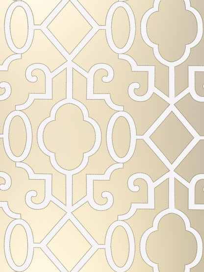 SCALAMANDRE  MING FRETWORK WALLPAPER CHINOISERIE 
FRETWORK , LATTICE CHAMPAGNE - PEARLESCENT   - SC 0002WP88356 NEW SKU # SCWP883560002