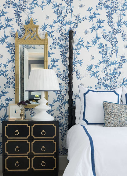 SCALAMANDRE  JARDIN DE CHINE BIRD , ANIMAL 
BOTANICAL , FOLIAGE 
CHINOISERIE 
FLORAL PORCELAIN   - SC 0002WP88375 NEW SKU # SCWP883750002