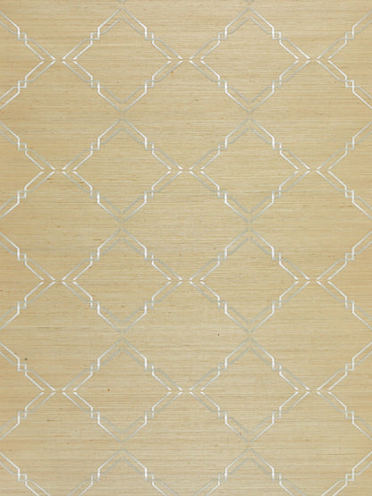 SCALAMANDRE  MONROE EMBROIDERED GRASSCLOTH DIAMOND , OGEE PAPYRUS   - SC 0002WP88383 NEW SKU # SCWP883830002