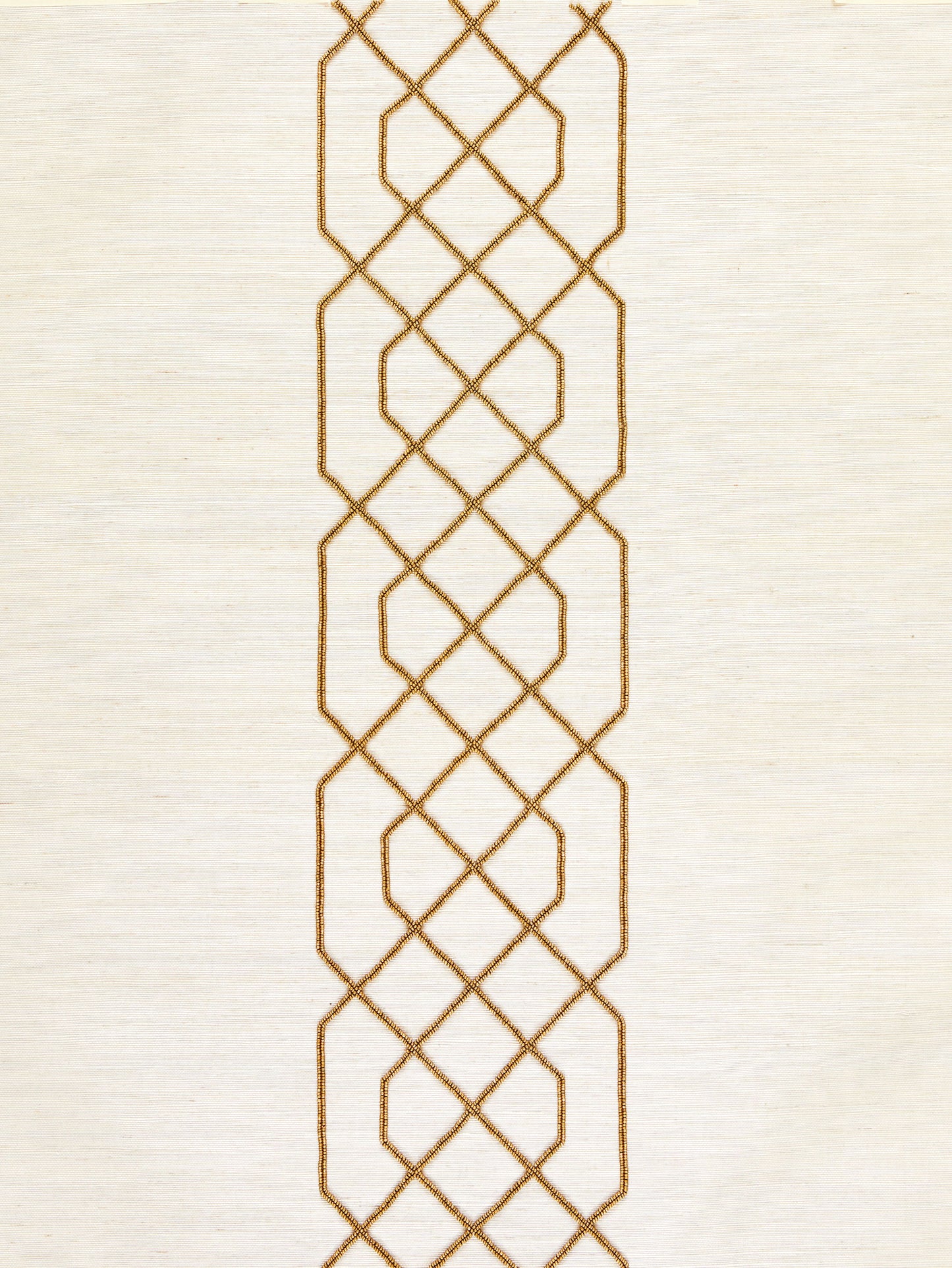 SCALAMANDRE  ADELAIDE BEADED SISAL FRETWORK , LATTICE 
STRIPE BURNISHED GOLD   - SC 0002WP88385 NEW SKU # SCWP883850002
