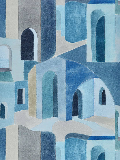 SCALAMANDRE  RIAD ABSTRACT 
GRAPHIC 
SCENIC MEDITERRANEAN   - SC 0002WP88508 NEW SKU # SCWP885080002