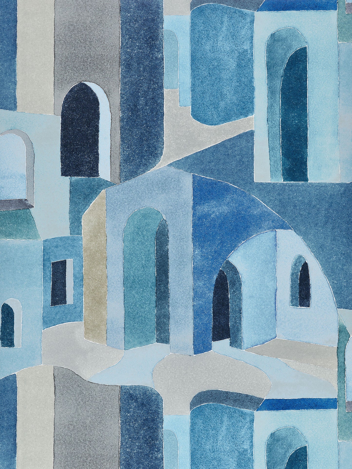 SCALAMANDRE  RIAD ABSTRACT 
GRAPHIC 
SCENIC MEDITERRANEAN   - SC 0002WP88508 NEW SKU # SCWP885080002