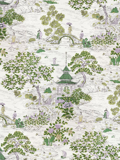 SCALAMANDRE  SATOMI - WALLCOVERING CHINOISERIE 
SCENIC LAVENDER AND CITRON   - SC 0002WP88554 NEW SKU # SCWP885540002