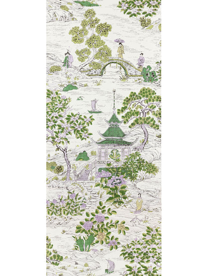 SCALAMANDRE  SATOMI - WALLCOVERING CHINOISERIE 
SCENIC LAVENDER AND CITRON   - SC 0002WP88554 NEW SKU # SCWP885540002