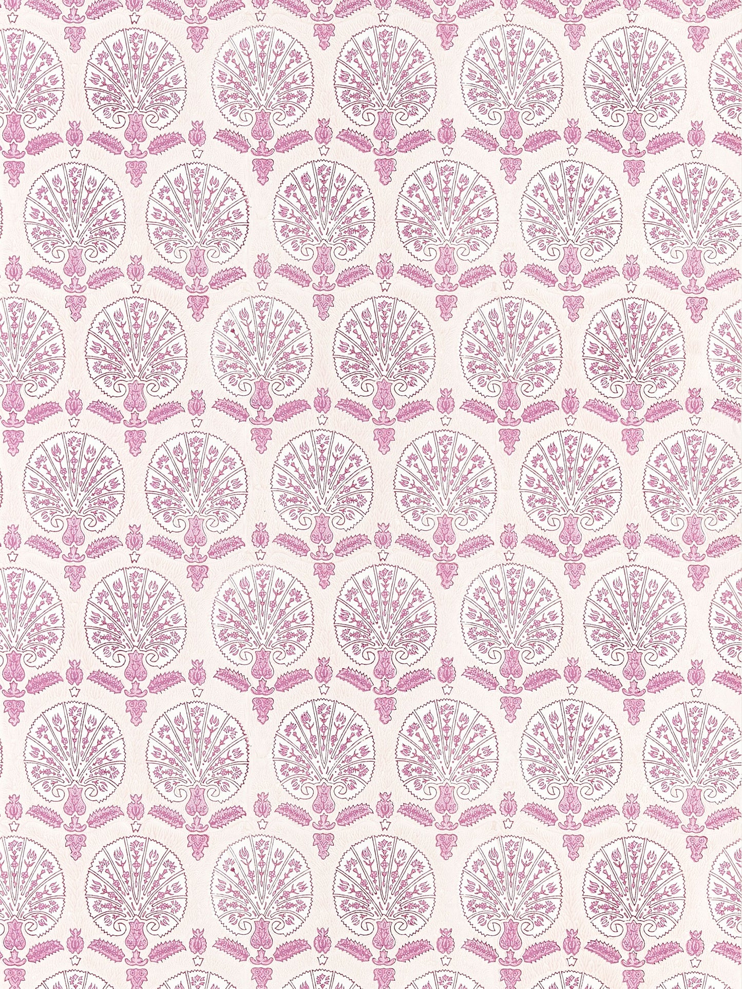 SCALAMANDRE  KARANFIL BLOCK PRINT WALLPAPER BOTANICAL , FOLIAGE 
MEDALLION 
SMALL SCALE ROSE PETAL   - SC 0002WP88560 NEW SKU # SCWP885600002