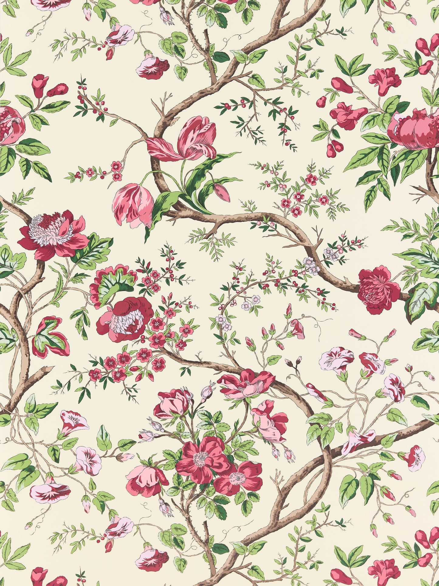 SCALAMANDRE  PERSEPHONE WALLCOVERING FLORAL HEIRLOOM ROSE   - SC 0002WP88563 NEW SKU # SCWP885630002