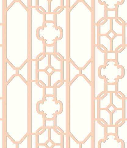 SCALAMANDRE  JOANNA FRET FRETWORK , LATTICE PEACH   - SC 0002WP88582D NEW SKU # SCWP88582D0002