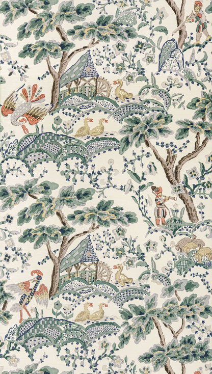 SCALAMANDRE  KELMESCOTT WALLCOVERING BIRD , ANIMAL 
BOTANICAL , FOLIAGE 
SCENIC LEAF ON IVORY   - SC 0002WP88588 NEW SKU # SCWP885880002