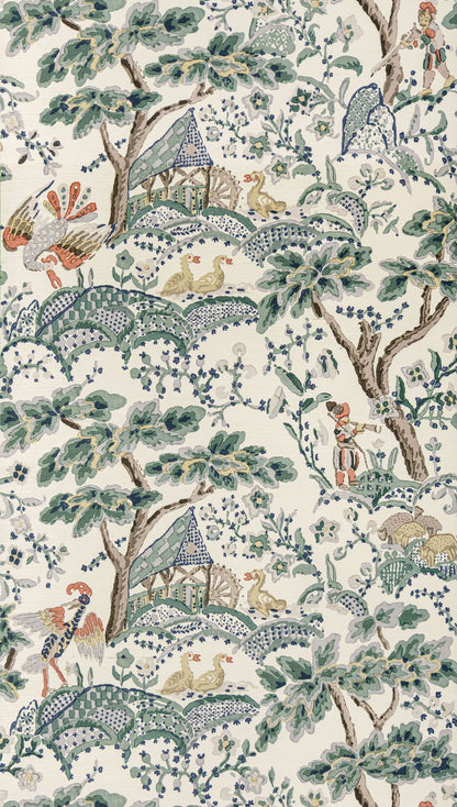SCALAMANDRE  KELMESCOTT WALLCOVERING BIRD , ANIMAL 
BOTANICAL , FOLIAGE 
SCENIC LEAF ON IVORY   - SC 0002WP88588 NEW SKU # SCWP885880002