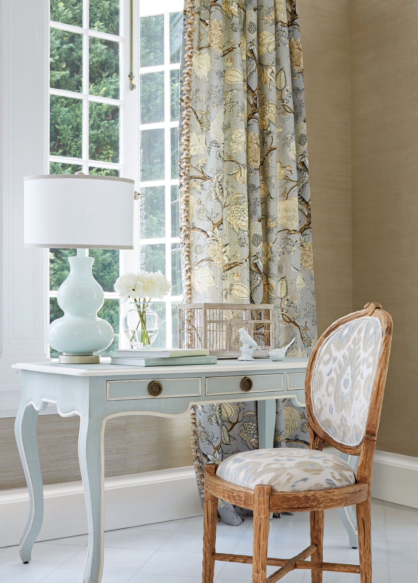 SCALAMANDRE  PONDICHERRY LINEN PRINT FABRIC MINERAL   - SC 000316556 NEW SKU # SC165560003