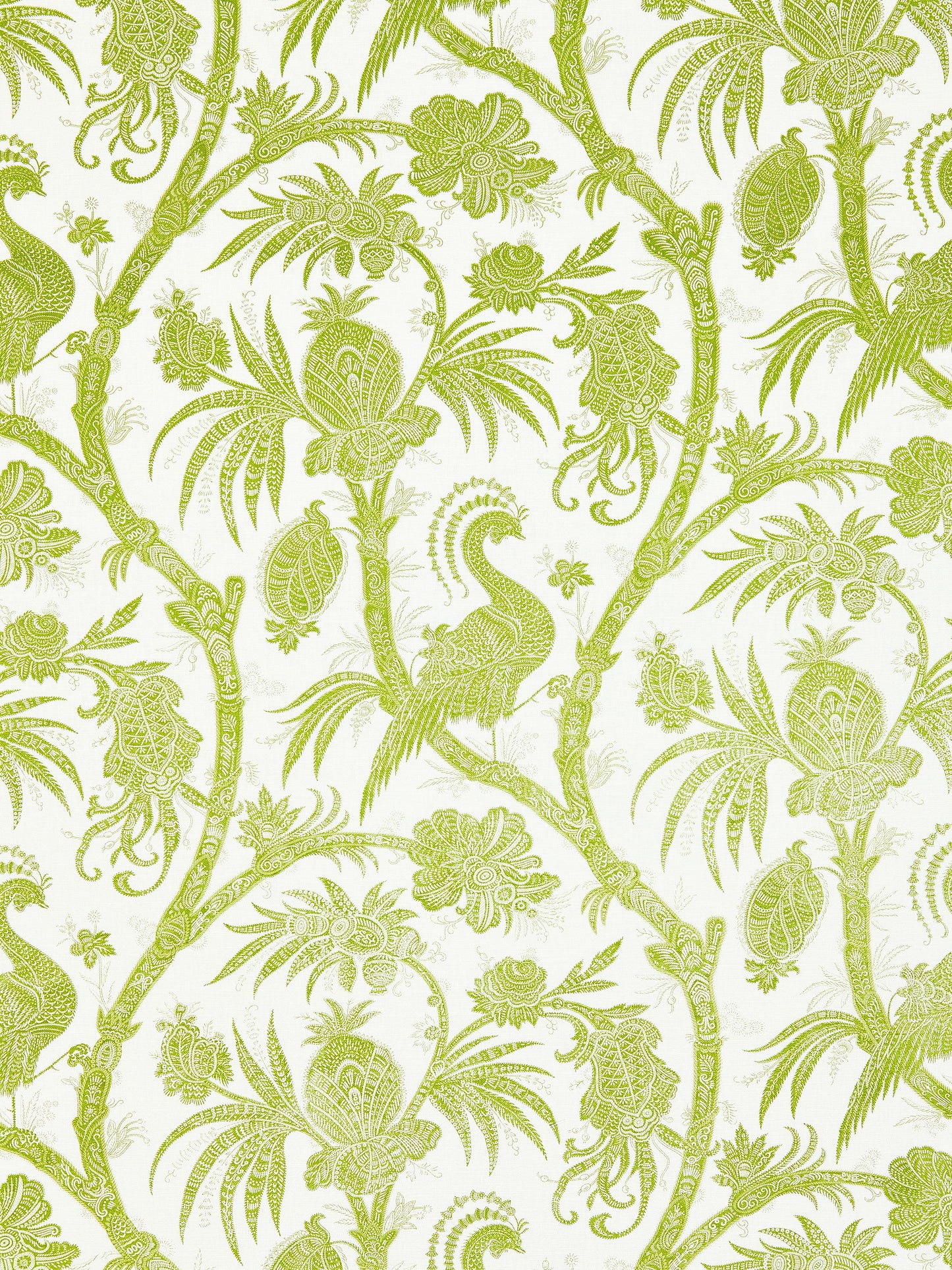 SCALAMANDRE  BALINESE PEACOCK LINEN PRINT FABRIC PEAR   - SC 000316575