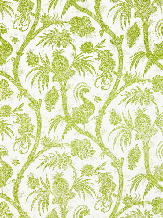 SCALAMANDRE  BALINESE PEACOCK LINEN PRINT FABRIC PEAR   - SC 000316575