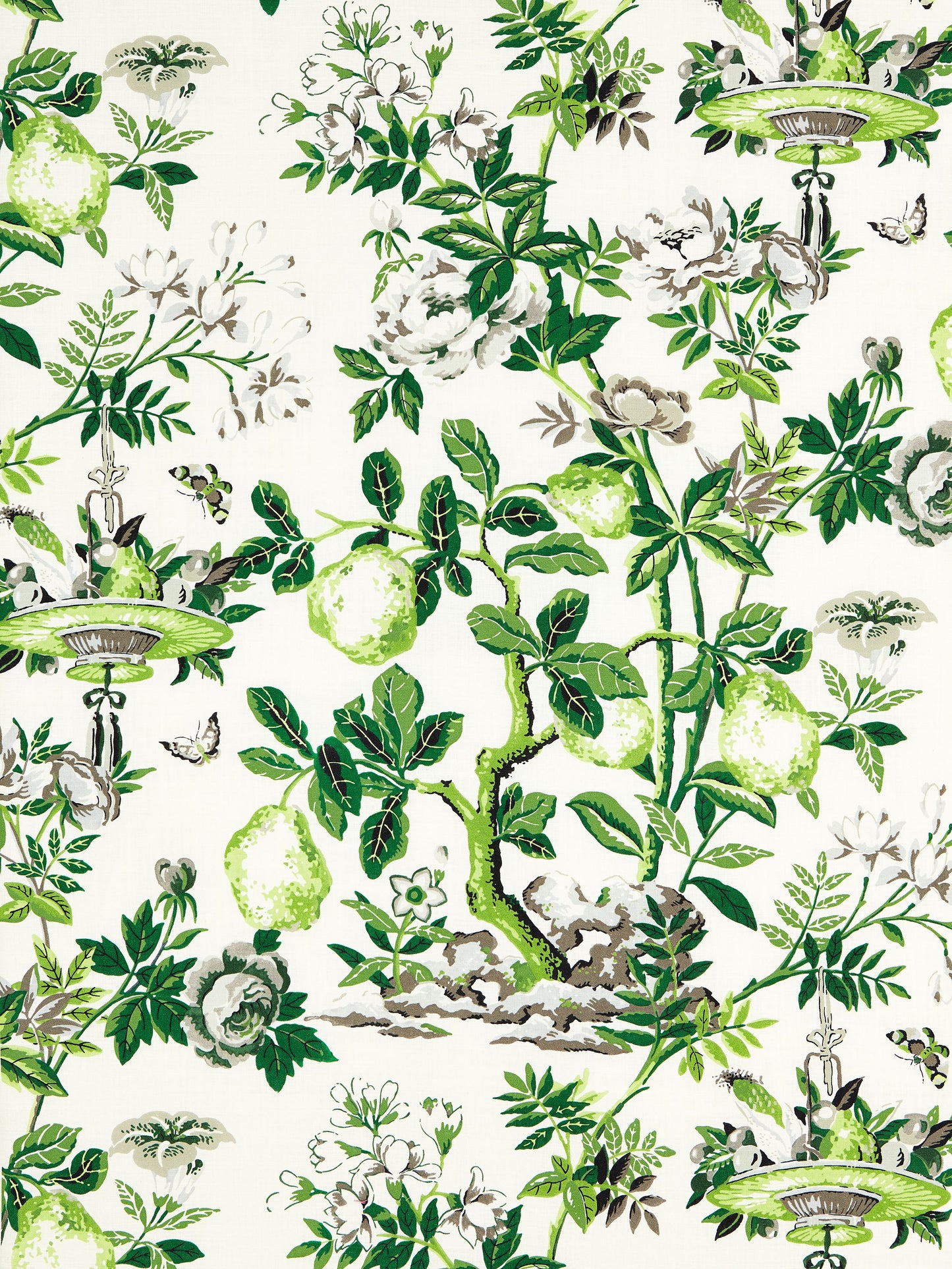 SCALAMANDRE  SHANTUNG GARDEN COTTON PRINT FABRIC VERDANCE   - SC 000316583