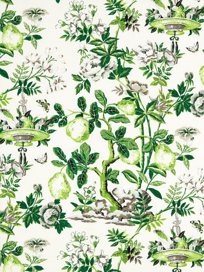 SCALAMANDRE  SHANTUNG GARDEN COTTON PRINT FABRIC VERDANCE   - SC 000316583 NEW SKU # SC165830003