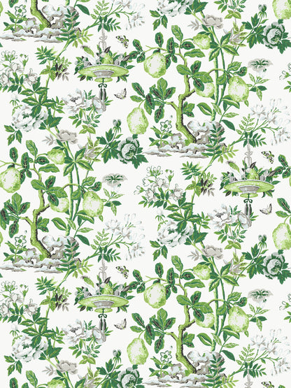 SCALAMANDRE  SHANTUNG GARDEN COTTON PRINT FABRIC VERDANCE   - SC 000316583 NEW SKU # SC165830003