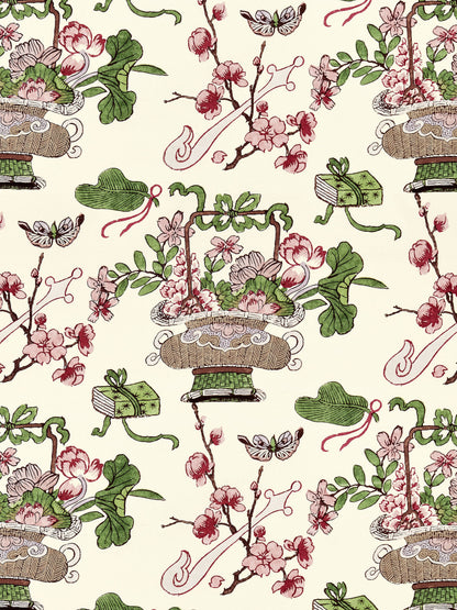 SCALAMANDRE  SHANGHAI BLOSSOMS FABRIC MULBERRY   - SC 000316591 NEW SKU # SC165910003