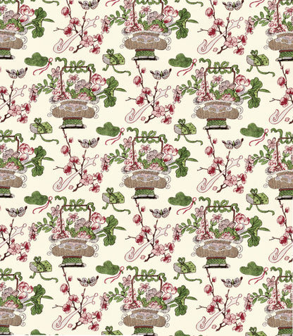 SCALAMANDRE  SHANGHAI BLOSSOMS FABRIC MULBERRY   - SC 000316591 NEW SKU # SC165910003