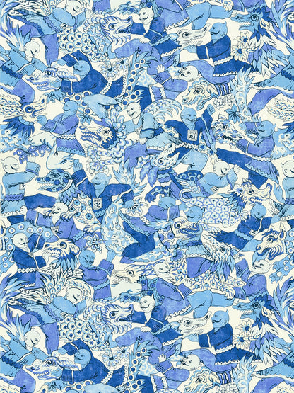 SCALAMANDRE  DRAGON DANCE FABRIC PORCELAIN   - SC 000316612 NEW SKU # SC166120003