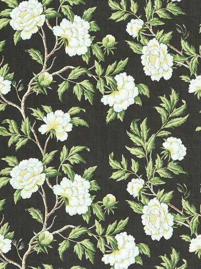 SCALAMANDRE  PEONIA LINEN PRINT FABRIC ONYX   - SC 000316616 NEW SKU # SC166160003