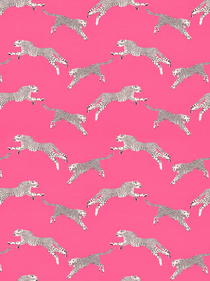 SCALAMANDRE  LEAPING CHEETAH COTTON PRINT FABRIC BUBBLEGUM   - SC 000316634 NEW SKU # SC166340003