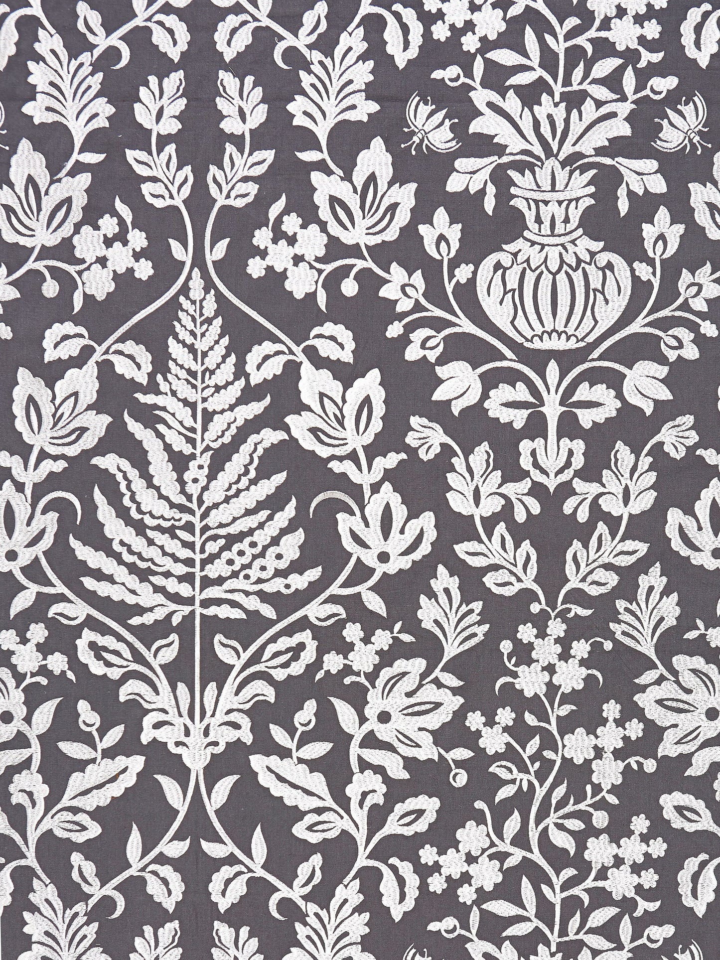 SCALAMANDRE  SHALIMAR EMBROIDERY FABRIC CHARCOAL   - SC 000327032