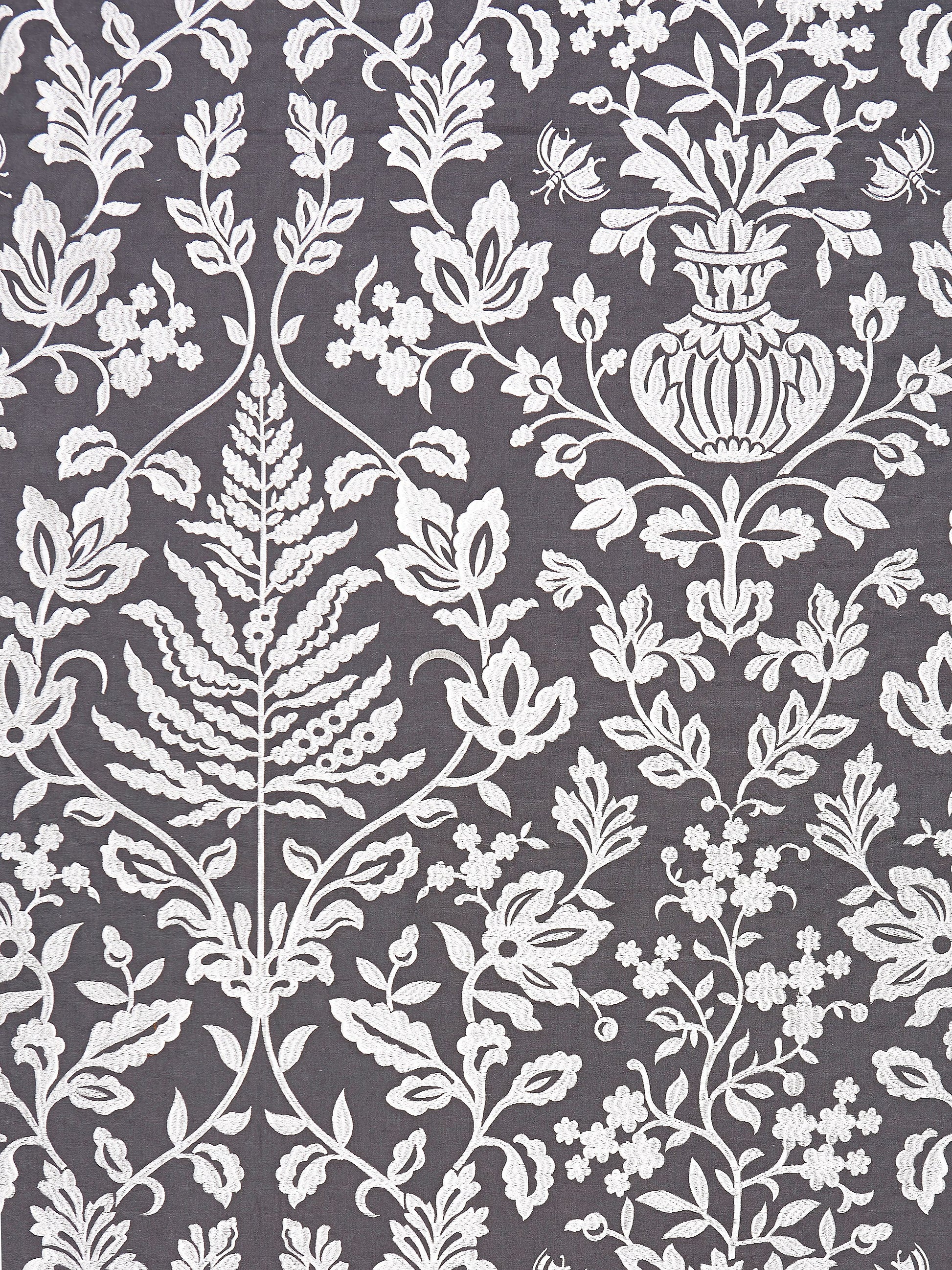 SCALAMANDRE  SHALIMAR EMBROIDERY FABRIC CHARCOAL   - SC 000327032