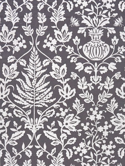 SCALAMANDRE  SHALIMAR EMBROIDERY FABRIC CHARCOAL   - SC 000327032 NEW SKU # SC270320003
