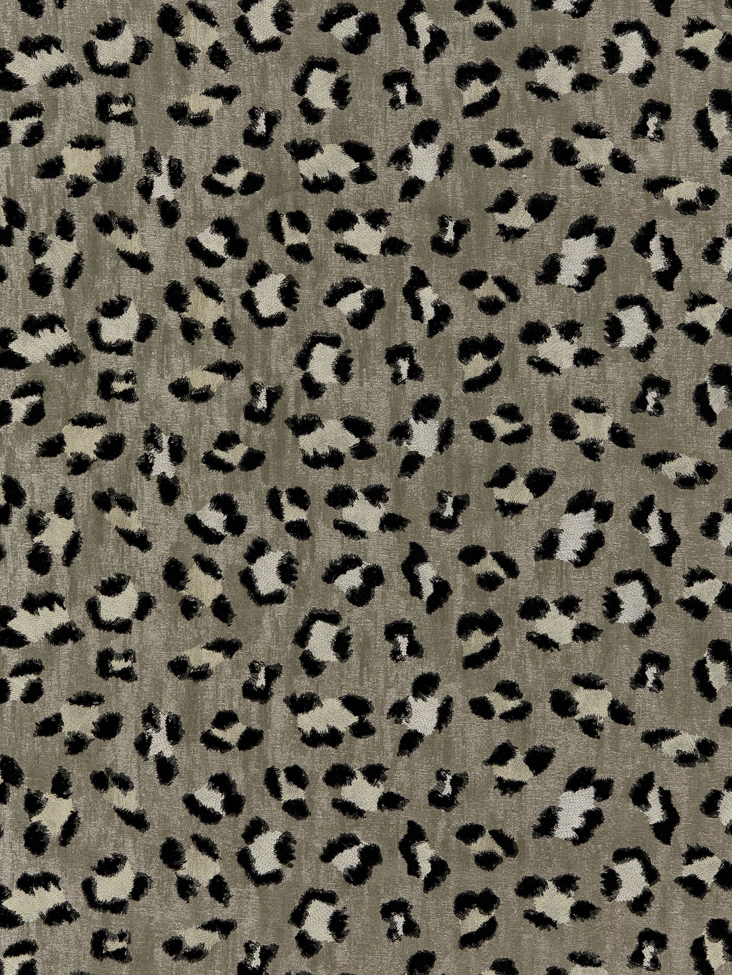 SCALAMANDRE  BRODERIE LEOPARD FABRIC EBONY ON SILVER   - SC 000327075