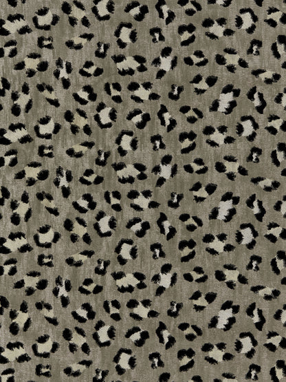 SCALAMANDRE  BRODERIE LEOPARD FABRIC EBONY ON SILVER   - SC 000327075 NEW SKU # SC270750003