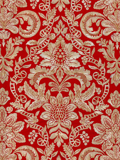 SCALAMANDRE  ELIZABETH DAMASK EMBROIDERY FABRIC CARNELIAN   - SC 000327086 NEW SKU # SC270860003
