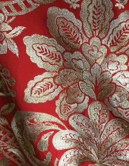 SCALAMANDRE  ELIZABETH DAMASK EMBROIDERY FABRIC CARNELIAN   - SC 000327086 NEW SKU # SC270860003