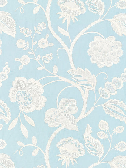SCALAMANDRE  KENSINGTON EMBROIDERY FABRIC SKY   - SC 000327151 NEW SKU # SC271510003