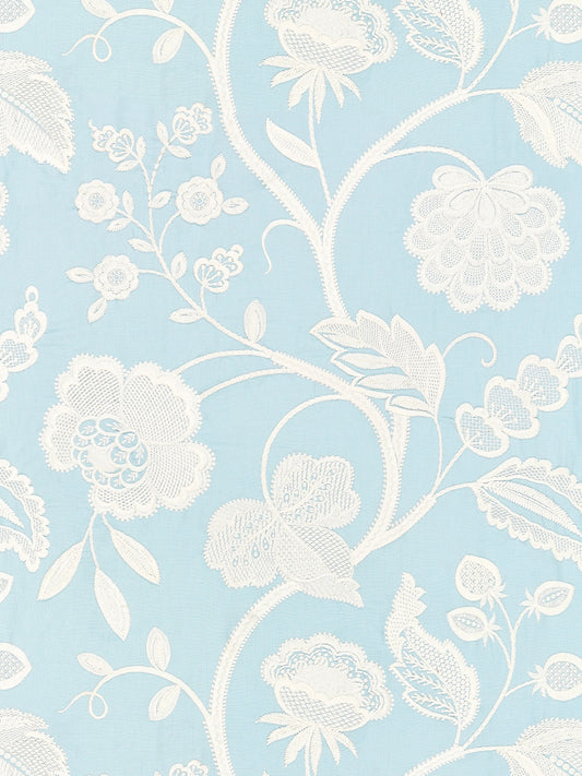 SCALAMANDRE  KENSINGTON EMBROIDERY FABRIC SKY   - SC 000327151