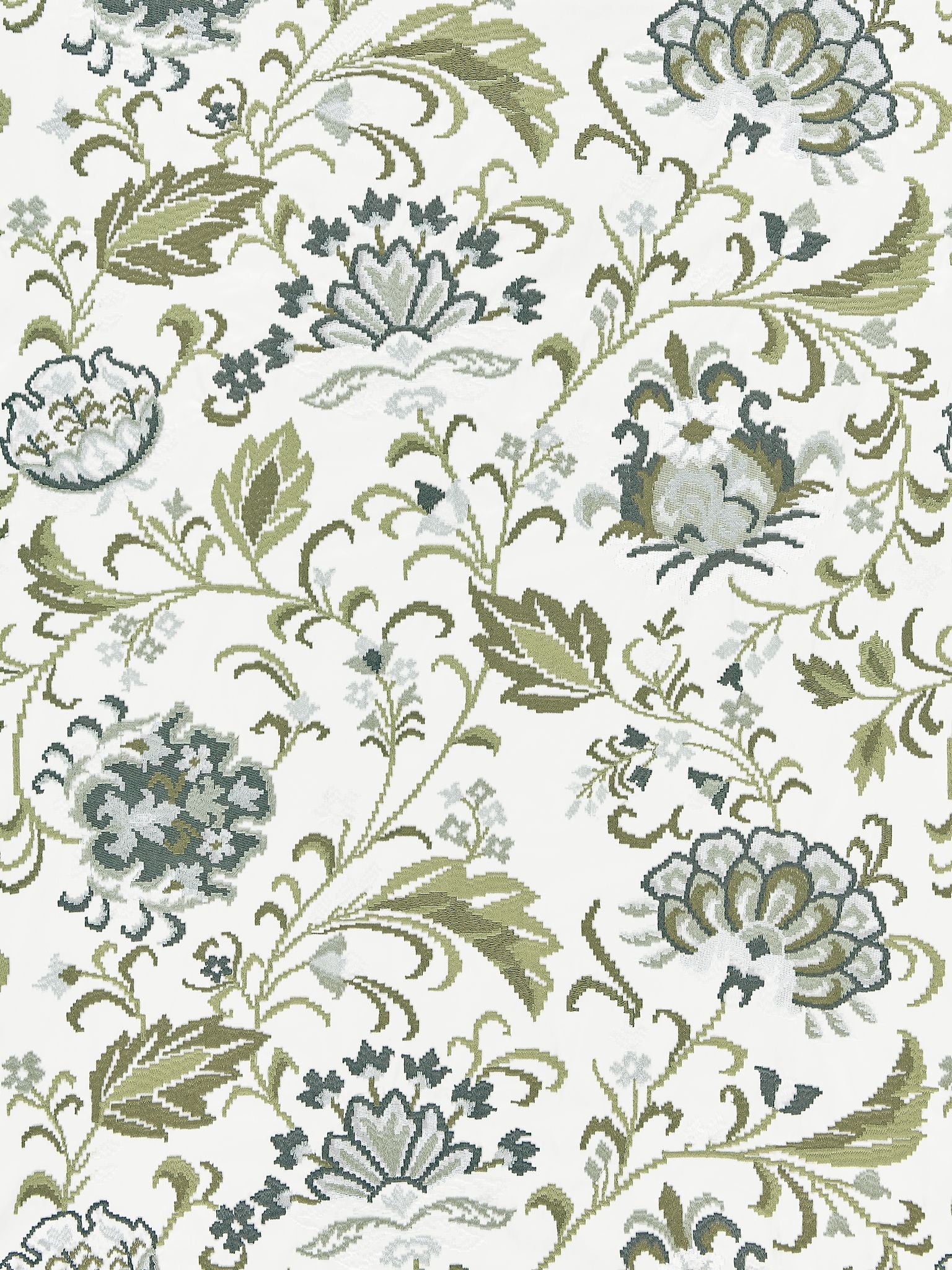 SCALAMANDRE  DELPHINE EMBROIDERY FABRIC ASH   - SC 000327173